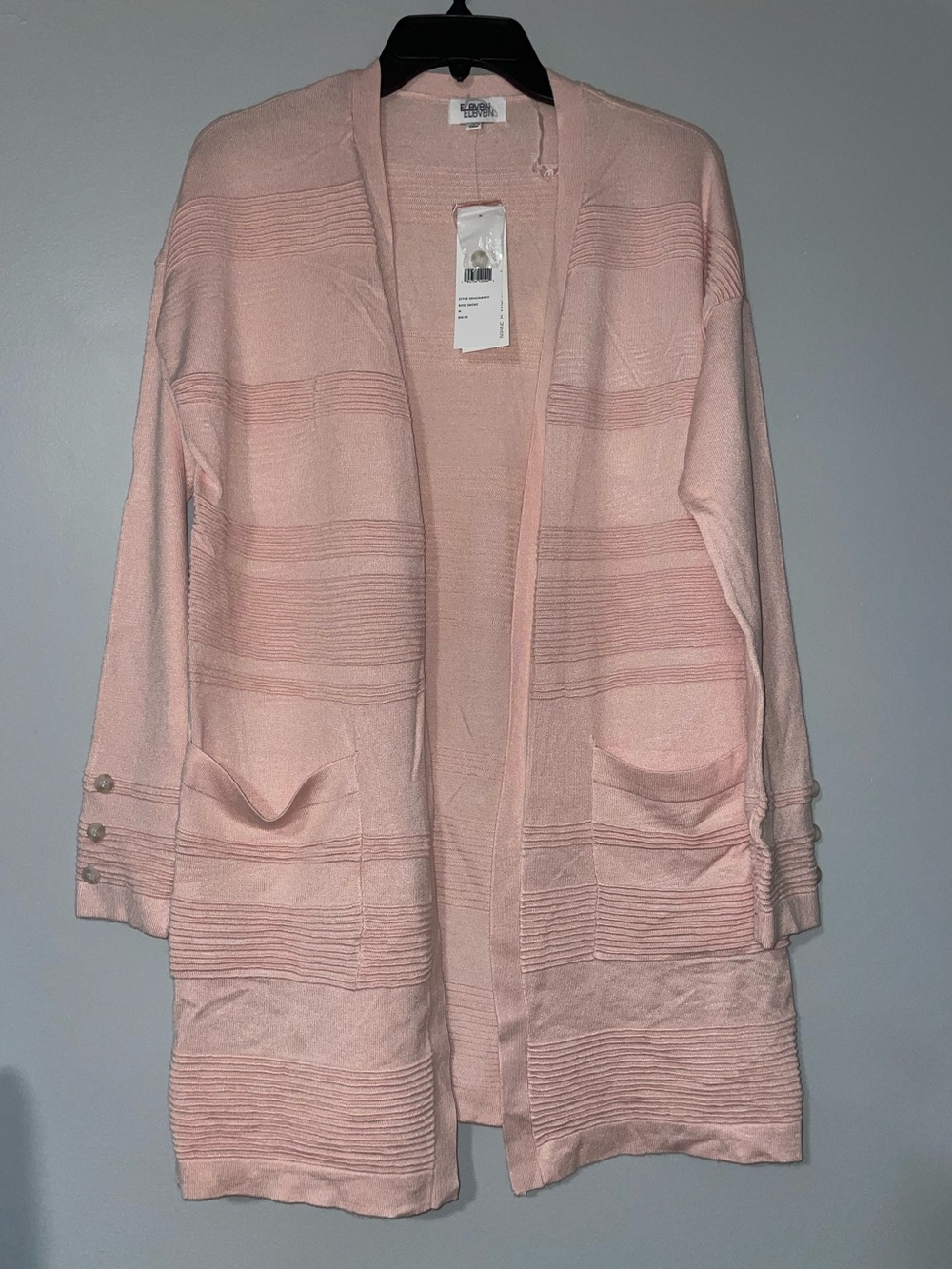 👛NWT Eleven Eleven Rose Smoke Open-Front Women's Cardigan Sweater
